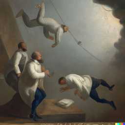 the discovery of gravity, painting from the 19th century generated by DALL·E 2